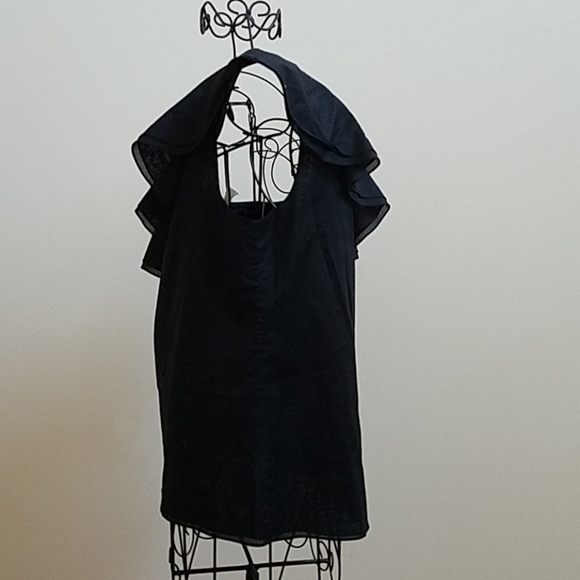 Theory Damarill one shoulder black cotton top - Picture 3 of 4